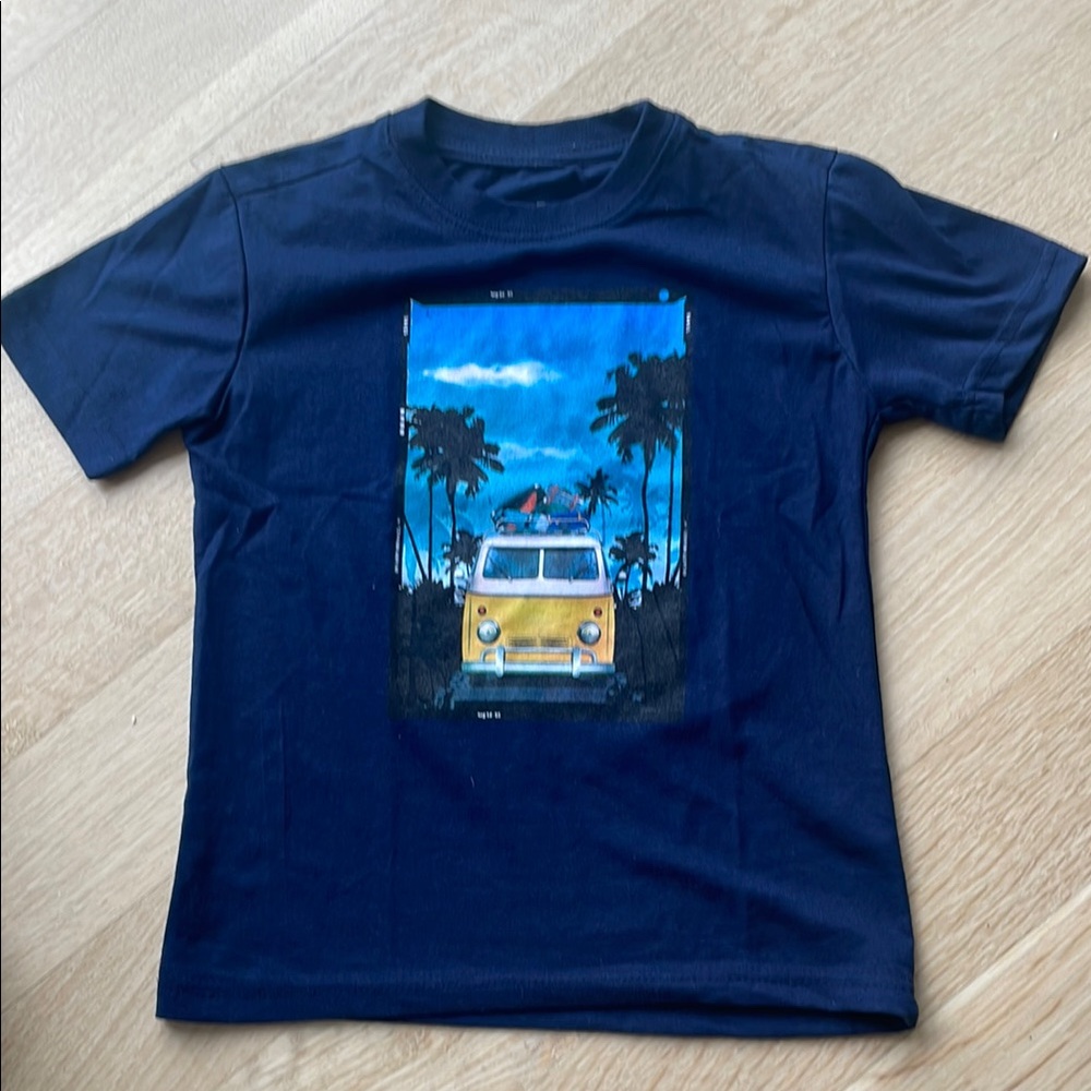 Navy Blue Kids T-Shirt with Surf Van Print